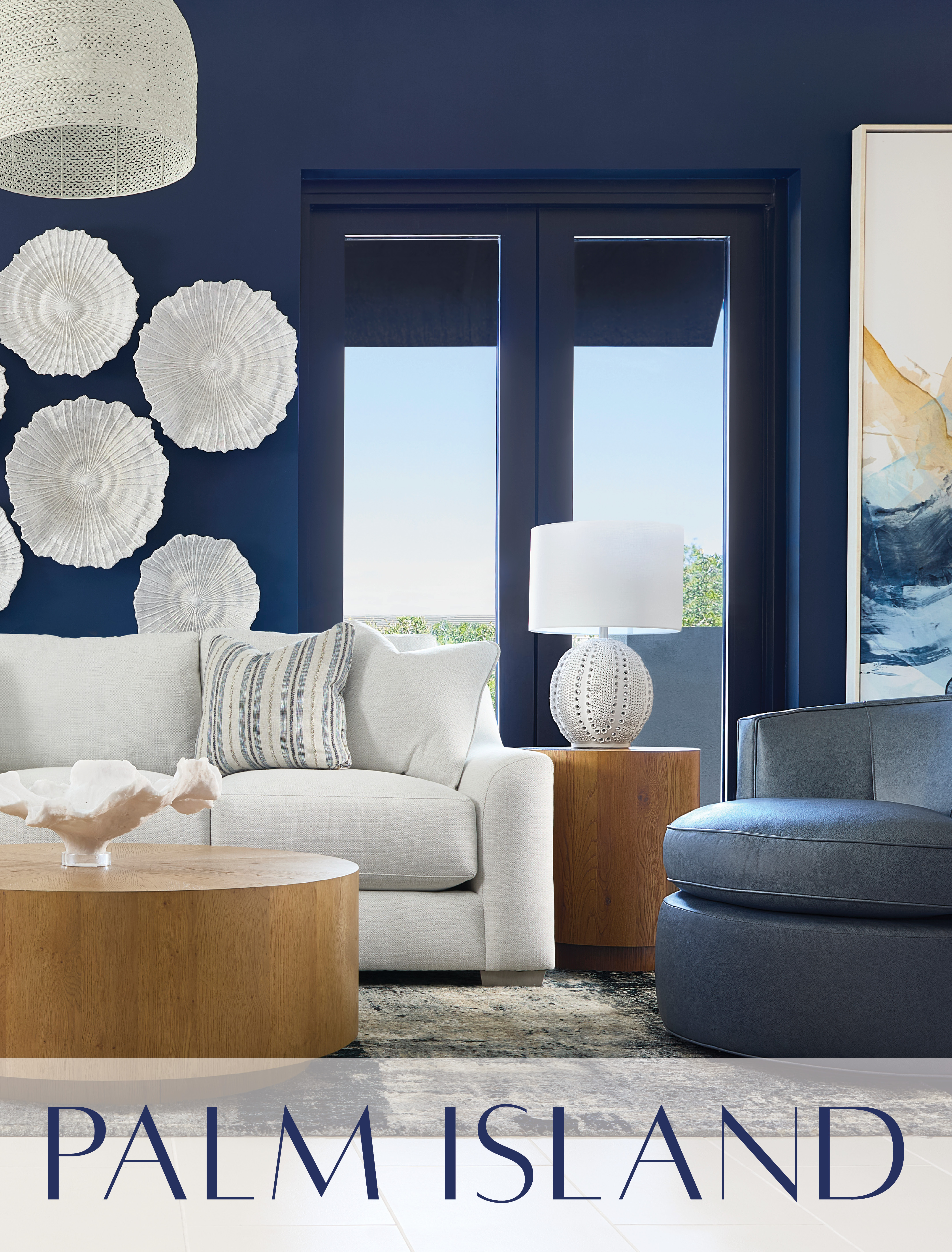 Image of the Palm Island living room. Text: Palm Island. Links to Palm Island Collection.